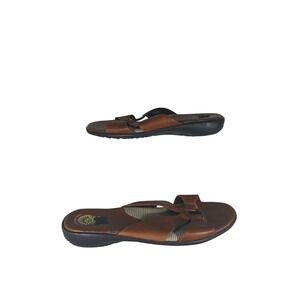 Earth Spirit Drew Sandals 10 Brown Leather Slide Gelron 2000 Boho Comfort Casual
